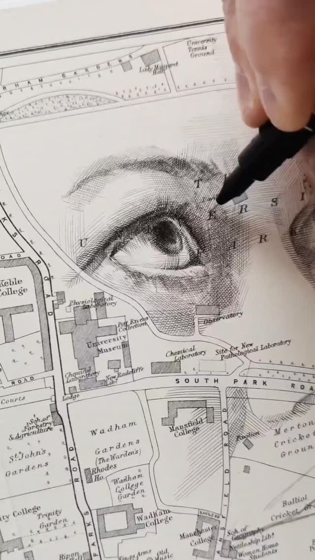 Transforming old paper maps into portraits, one line at a time 🗺️✍️